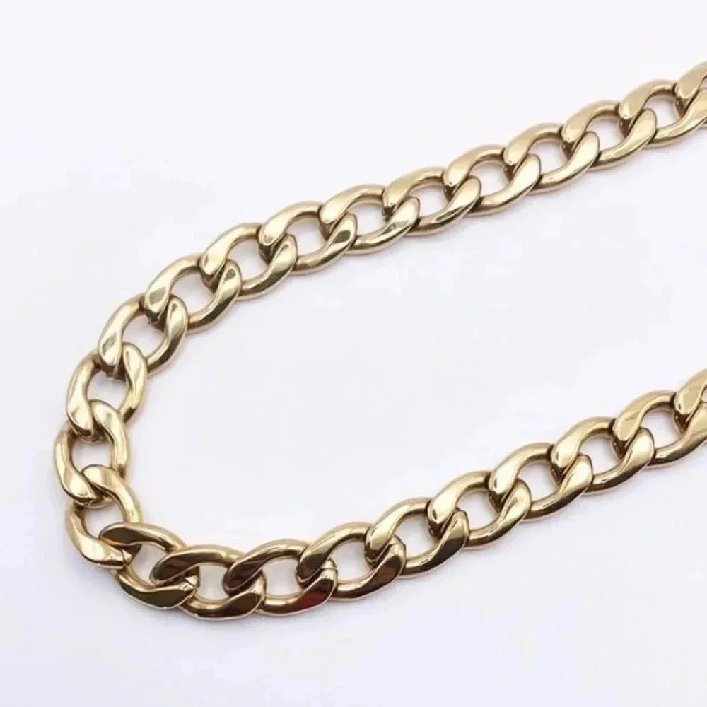 Cuban Link Dainty Gold Necklace 18k Gold Plated Chain Layering Necklace - Picture 4 of 8
